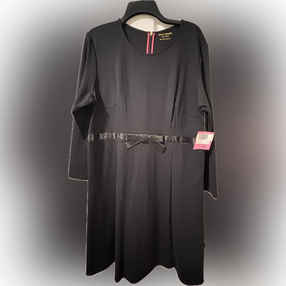 NWT Kate Spade bow-waist ponte dress XXL black ♠️